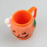 Halloween Cup 3D Pumpkin Molding 250ML Plastic PP Material Cup With Rubber Logo Wrapped for sale