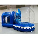 3m Christmas Advertising Inflatable Snow Globe Photo Booth With Jumping Bouncing Tunnel for sale