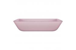China Pink Bathroom Countertop Basins Rectangular Tempered Glass Acid Matt supplier