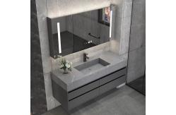 China OEM/ODM Wall Mount Floating Bathroom Vanity Sink Slate Top Solid Wood supplier