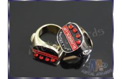 China 2D Or 3D Design Zinc Alloy Ring With Red Stones Environmental Friendly supplier