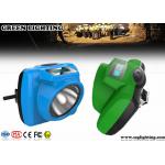 IP68 1W Miners Head Torch , 5.2Ah 13000 Lux PC Helmet Lamp With OLED Screen for sale