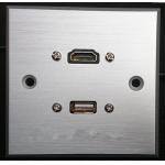 HDMI & USB Aluminum Alloy Wall Plate , Electrical Wall Socket For Hotel / Home for sale
