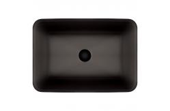 China Acid Matt Tempered Glass Sink Dark Grey 20inch Black Counter Top Basin Rectangular supplier
