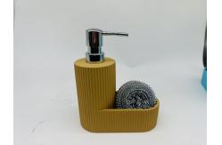 China 2N1 Polyresin Soap Dispenser with Cleaning Ball on Side Tray Lotion Dispenser supplier