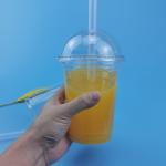 0.5L PET PLA Dome Lids Eco Friendly Bubble Tea Cups for sale