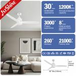 Low Profile DC110V Dimmable LED Ceiling Fan Reversible Quiet DC Motor