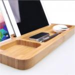 Natural Portable Bamboo Laptop Desk Phone Holder Stand Docking Station for sale