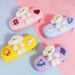Cute Bear Durable Silicone Pencil Bag Holder For School Supplies Christmas Gift Pencil Pouch Bag Pen Holder Kids Gifts for sale