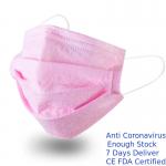 Soft Texture Pink Disposable Mask , Pink Face Mask General Size 17.5 * 9.5cm for sale