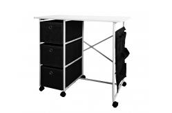 China Practical Movable Home Office Computer Desk With 3 Fabric Drawers / Hanging Pocket supplier