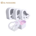 Custom White Red Pink Cardboard Heart Shaped Paper Flower Carton Jewelry Chocolate Gift Packaging Box With Clear Window for sale