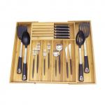Expandable Bamboo Kitchen Utensils Silverware Drawer Cutlery Organizer Tray