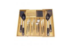 China Expandable Bamboo Kitchen Utensils Silverware Drawer Cutlery Organizer Tray supplier