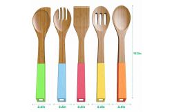 China Heat Resistant 5 Piece Bamboo Utensil Set With Spatula And Mixing Spoon supplier