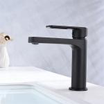 Brass Modern Single Hole Single Handle Basin Mixer in Matte Black for sale