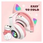 Cat Ear Headphones Wireless Headset with LED Light TF Card for GirIs Earbud & In-Ear Headphones for sale