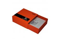 China Orange Sliding Gift Packing Boxes With Custom Plastic Tray Insert supplier