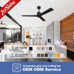 Contemporary Black Solid Wood Ceiling Fan 52 With Remote Control