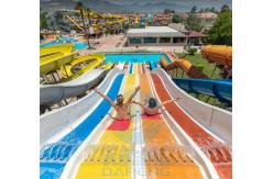 China Fiberglass Mat Racer Water Slide Cluster Rainbow Water Slide 6m Height supplier