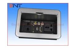 China Slip Up Cover Multimedia Desktop Socket , Office Table Cable Cubby supplier