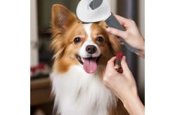 China Blue Self Cleaning Dog Brush Dog Hair Deshedder With Massage Function supplier