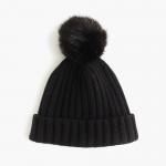 Warm Knitted Womens Winter Hats Pom Pom , Elastic Beanie With Fur Pom Pom