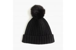 China Warm Knitted Womens Winter Hats Pom Pom , Elastic Beanie With Fur Pom Pom supplier
