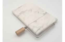 China White Marble Cheese Slicer Board , Marble Cheese Cutting Board Wood Handle supplier