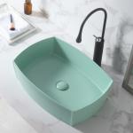 12L Square Counter Top Basin Ceramic Sink Matte Light Green Color for sale