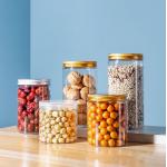 Honey 750ml Clear Round Plastic Jar With Gold Screw Lid