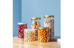 China Honey 750ml Clear Round Plastic Jar With Gold Screw Lid supplier