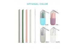 China 4 Color Reusable Collapsible Silicone Drinking Straw supplier