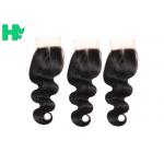 Body Wave Human Hair Closure Pieces , Middle Part Remy Human Hair Extensions for sale