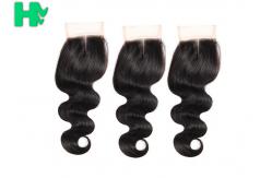 China Body Wave Human Hair Closure Pieces , Middle Part Remy Human Hair Extensions supplier
