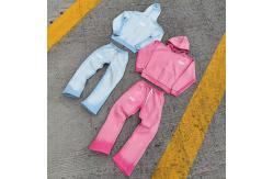 China Customized Logo Mens Acid Wash Tracksuit  Zip Up Retro Jogging Suits Loose Fit supplier