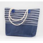 Cotton Canvas Blue And White Striped Beach Bag Ladies Simple Casual Style