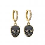Personalized Rhinestone Huggie Earrings Enamel Alien Dangle Earrings