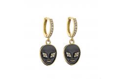 China Personalized Rhinestone Huggie Earrings Enamel Alien Dangle Earrings supplier