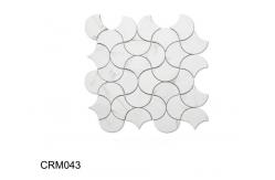 China Mosaic White Marble Backsplash Kitchen Mesh On Mounted Glazed Vitrified Tiles supplier