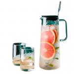 Lead Free Glass Water Pitcher With Silicone Lid / Spoon 1350ml Capacity for sale