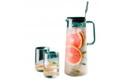 China Lead Free Glass Water Pitcher With Silicone Lid / Spoon 1350ml Capacity supplier
