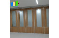 China Classroom Wooden Folding Partition Walls Aluminum Frame With Tempered Frosted Glass supplier