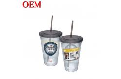 China Supplier High Quality Customized Marvel Double Walled Plastic Travel Cup With Straw supplier