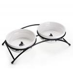 No Slip Food Water Tall Cat Bowls With Elevated Arched Stand for sale