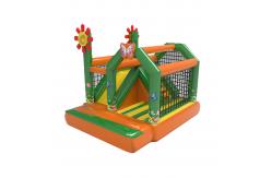 China Green Orange Inflatable Bouncy House With Slides For Childrens supplier
