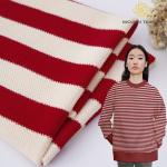 Pique Yarn Dyed Knit Fabric 320g Red And White Soft Striped Terry Cloth for sale