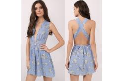 China Blue Deep V Sex Mini Dress for Women supplier