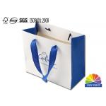 Colored Cotton Flat Ribbon Handle White Cardboard Printed Paper Bags for sale