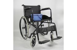 China Barebone Folding Steel Wheelchair Solid Castor Easy Assemble supplier
